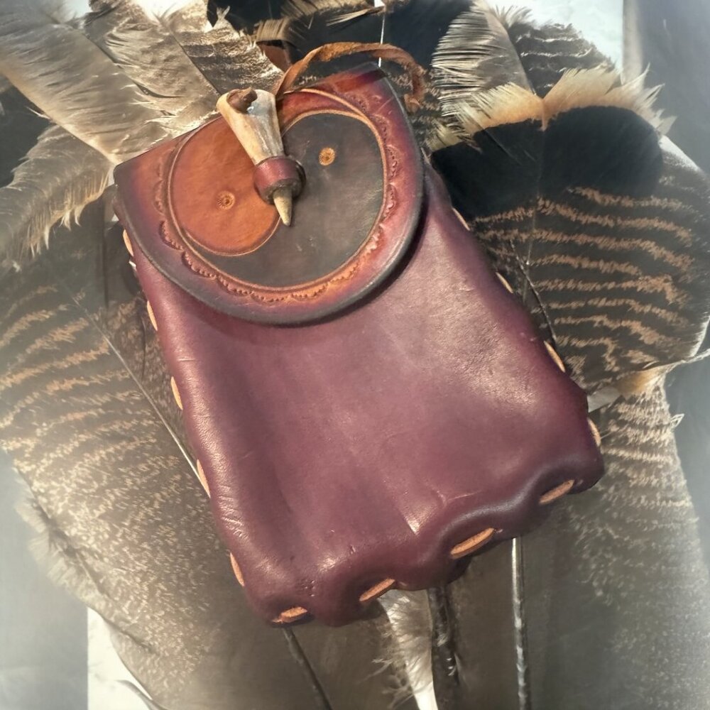 VTG Leather Belt Pouch Handcrafted Renaissance Faire Medieval Cosplay LARP SCA - Picture 9 of 10